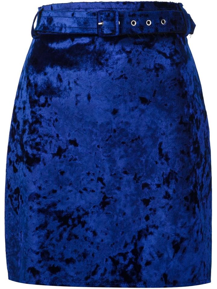 Msgm Crushed Velvet Skirt, Women's, Size: 38, Blue, Polyester/spandex/elastane/viscose