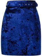 Msgm Crushed Velvet Skirt, Women's, Size: 38, Blue, Polyester/spandex/elastane/viscose