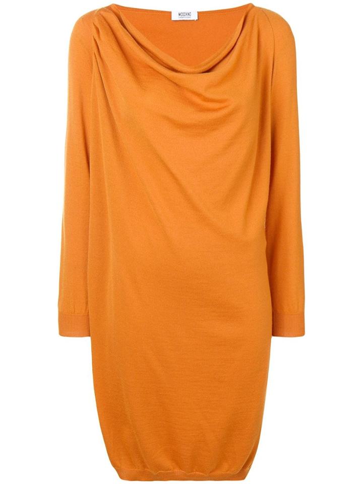 Moschino Vintage Cowl Neck Ruched Dress - Orange