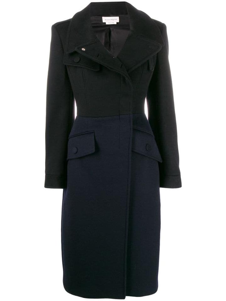 Alexander Mcqueen Fitted Double Breasted Coat - Black