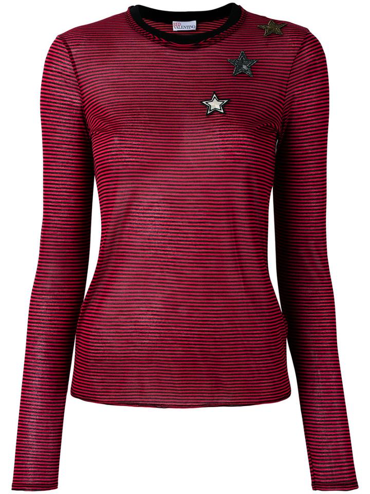 Red Valentino - Striped Cropped Longsleeved T-shirt - Women - Modal/viscose - M, Black, Modal/viscose