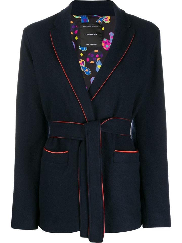 Canessa Short Belted Waist Jacket - Blue