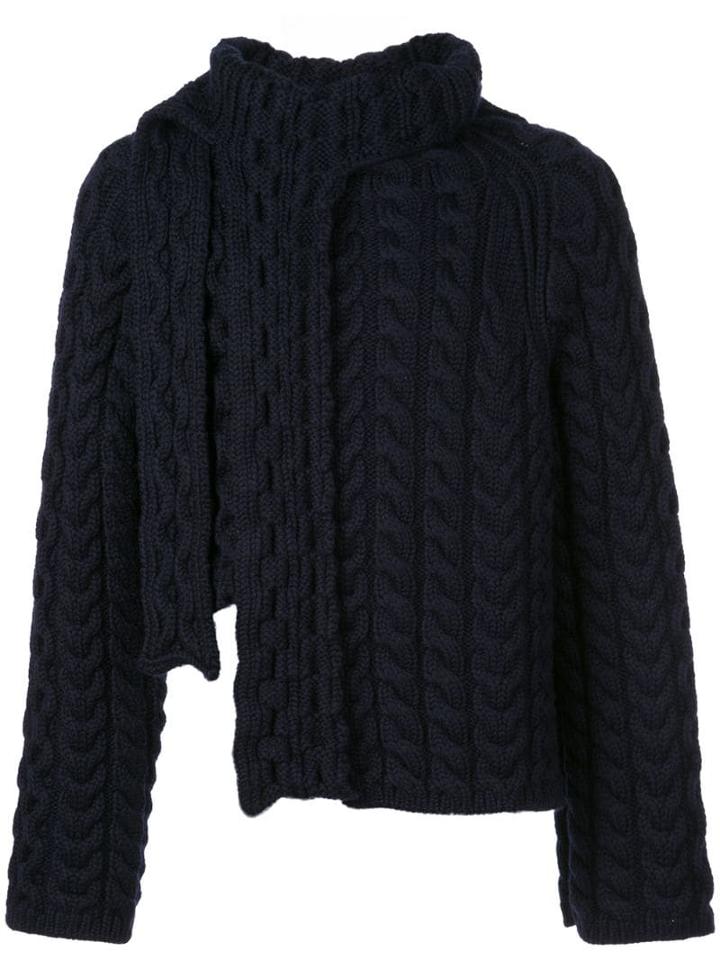 Lanvin Asymmetric Cable Knit Jumper - Blue