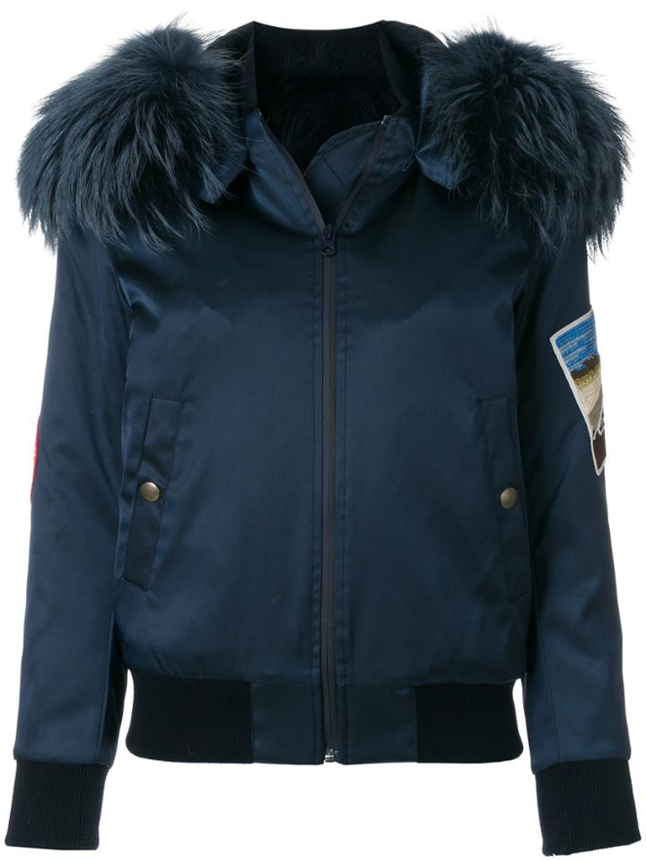 Mr & Mrs Italy Slim Fit Embroidery Bomber Jacket - Blue