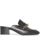 Burberry Link Detail Leather Block-heel Mules - Black