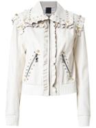 Andrea Bogosian Embellished Leather Jacket, Women's, Size: P, White, Leather