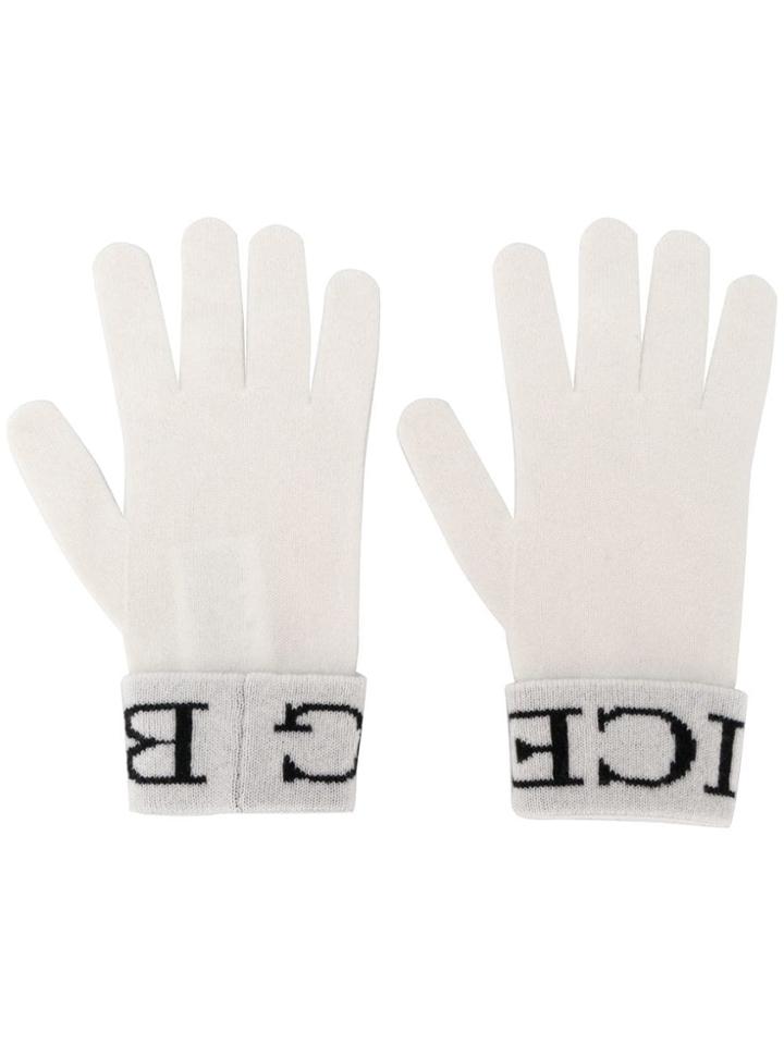 Iceberg Logo Gloves - White