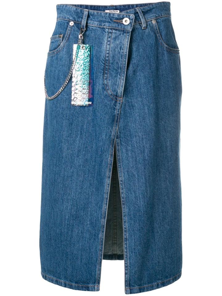 Miu Miu Pencil Denim Skirt - Blue