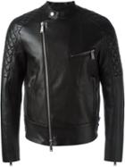Dsquared2 Classic Biker Jacket, Men's, Size: 52, Black, Calf Leather/polyamide/spandex/elastane