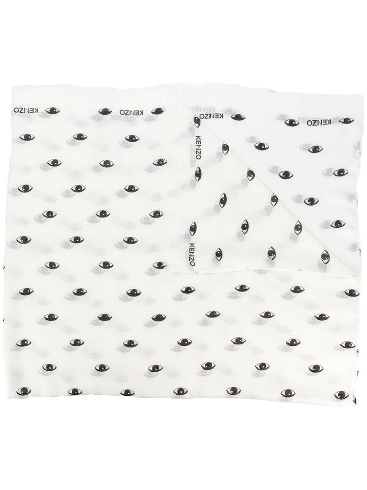 Kenzo Eye Print Scarf - White