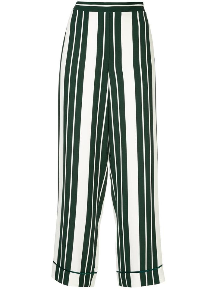 Oscar De La Renta Striped Cropped Trousers - White