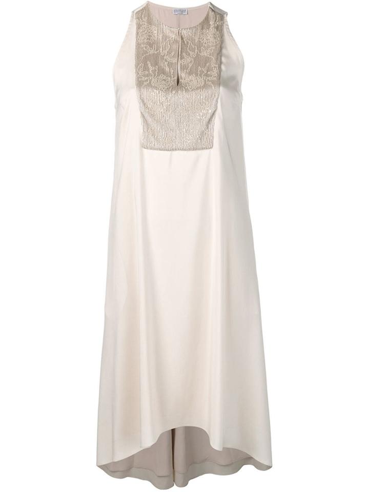 Brunello Cucinelli Sequin Embroidered Dress - Neutrals