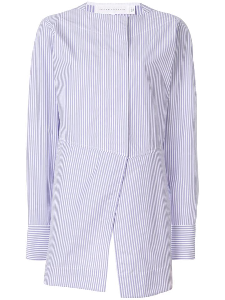 Victoria Beckham Pinstripe Oversize Wrap Shirt - Pink & Purple