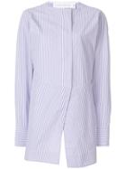 Victoria Beckham Pinstripe Oversize Wrap Shirt - Pink & Purple