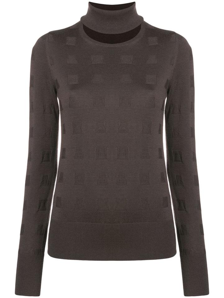 Chalayan Split Neck Sweater - Brown
