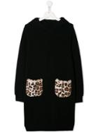 Il Gufo Leopard Pocket Dress - Black