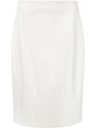 Carolina Herrera - Canvas Pencil Skirt - Women - Silk/cotton/polyamide/viscose - 12, White, Silk/cotton/polyamide/viscose