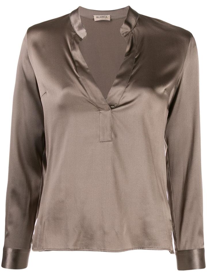 Blanca V-neck Blouse - Grey