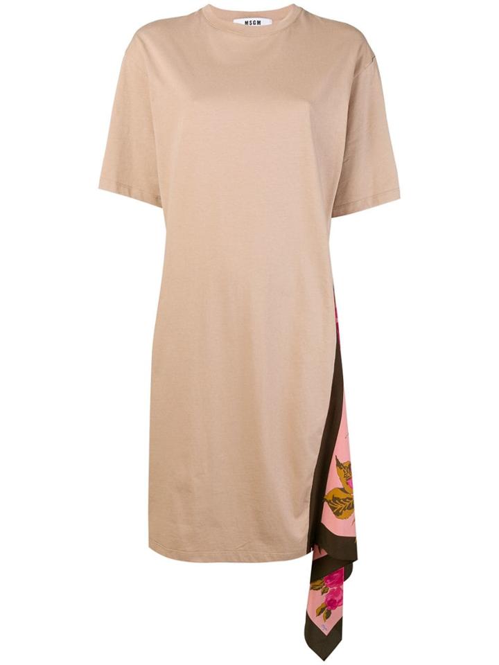 Msgm Asymmetric T-shirt Dress - Nude & Neutrals