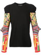 Comme Des Garçons Homme Plus Patterned Sleeves Jumper, Men's, Size: Medium, Black, Wool