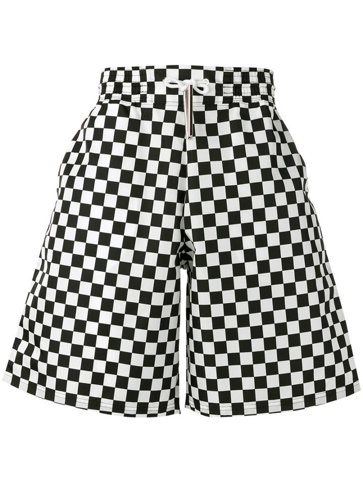 Givenchy Checkered Shorts, Men's, Size: Large, Black, Polyamide