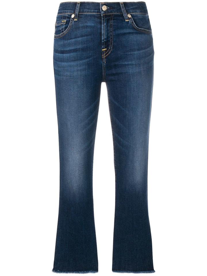 7 For All Mankind Frayed Stonewashed Bootcut Jeans - Blue