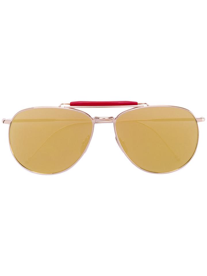 Thom Browne Eyewear - Mirror Aviator Sunglasses - Unisex - Metal - One Size, Grey, Metal