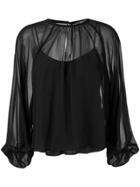 Max Mara Studio Longsleeved Sheer Blouse - Black