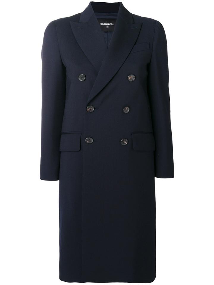 Dsquared2 Double Breasted Tailored Coat - Blue