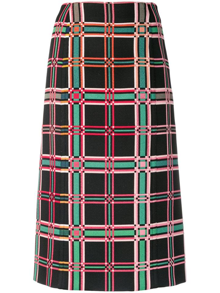 Fendi Plaid Print Midi Skirt - Black