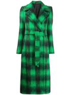 Tagliatore Check-print Belted Coat - Green