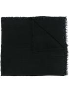 Faliero Sarti Fine Knit Frayed Edge Scarf - Black