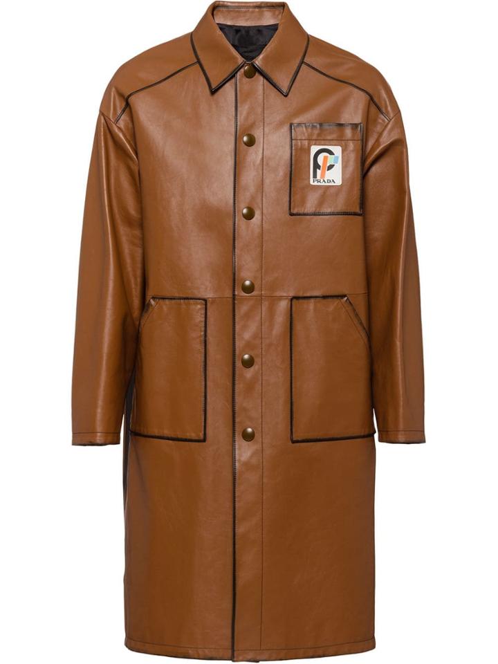 Prada Nappa Leather Coat - Brown