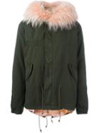 Mr & Mrs Italy Raccoon And Coyote Fur Lined Jacket, Women's, Size: Xxs, Green, Cotton/lamb Skin/polyester/coyote Fur