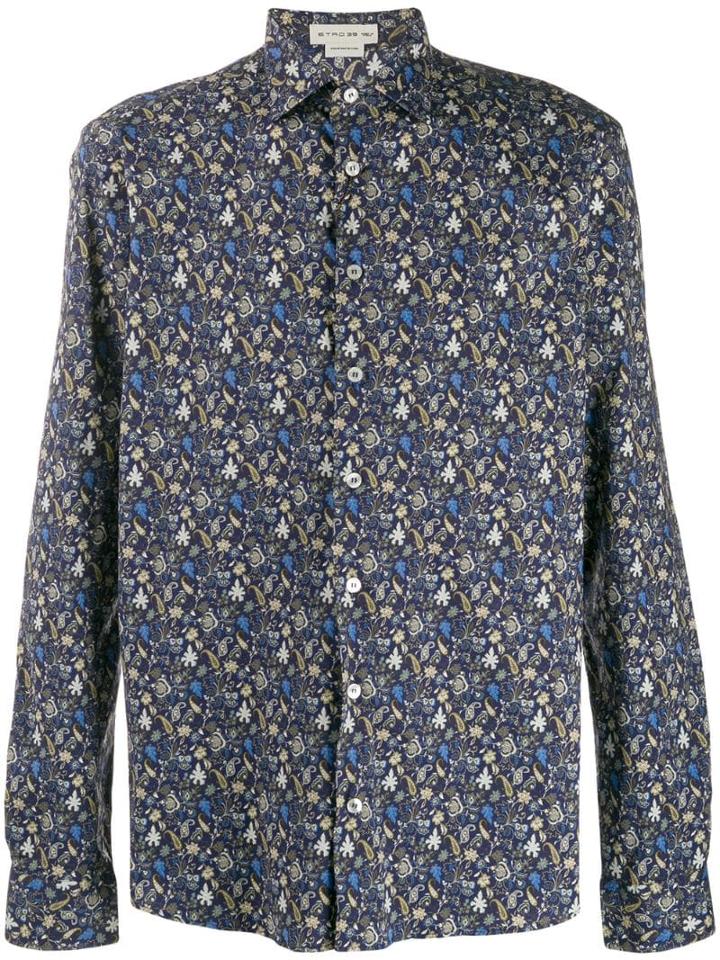 Etro Long Sleeved Cotton Shirt - Blue