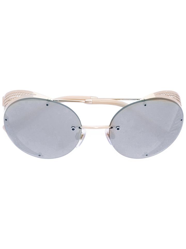 Valentino Eyewear - Valentino Garavani Oval Frame Sunglasses - Women - Metal - One Size, Grey, Metal