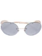 Valentino Eyewear - Valentino Garavani Oval Frame Sunglasses - Women - Metal - One Size, Grey, Metal