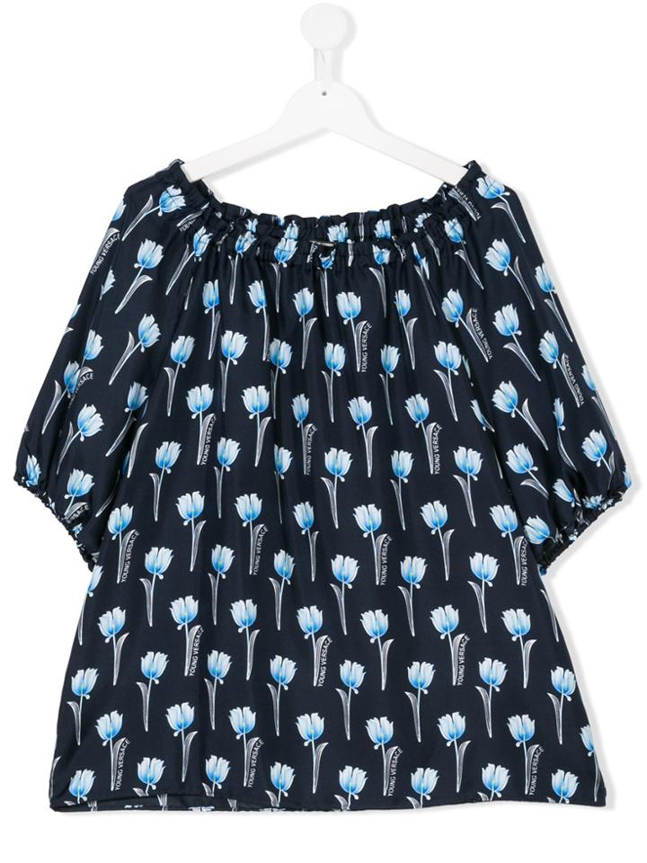 Young Versace Teen Floral Print Blouse - Blue