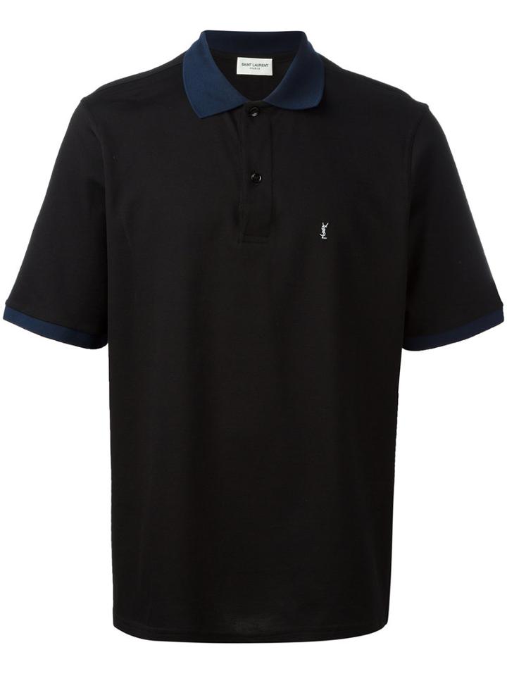 Saint Laurent - Block Collar Polo Shirt - Men - Cotton - Xxl, Black, Cotton