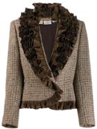 Valentino Pre-owned 1980s Ruffled Collar Jacket - Brown