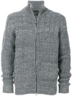Homme Plissé Issey Miyake Ribbed Funnel Neck Zipped Cardigan - Blue