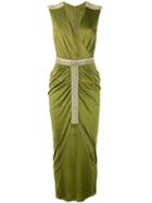 Balmain - Gathered Evening Dress - Women - Viscose - 36, Green, Viscose