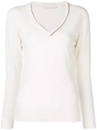 Fabiana Filippi V-neck Knitted Top - White