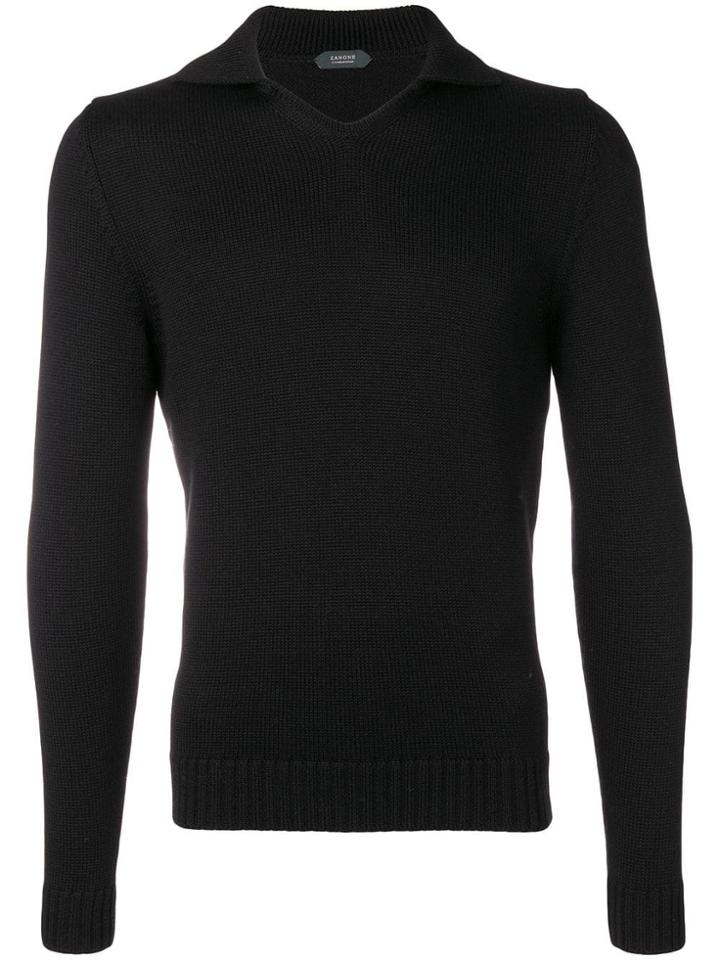 Zanone V-neck Jumper - Black