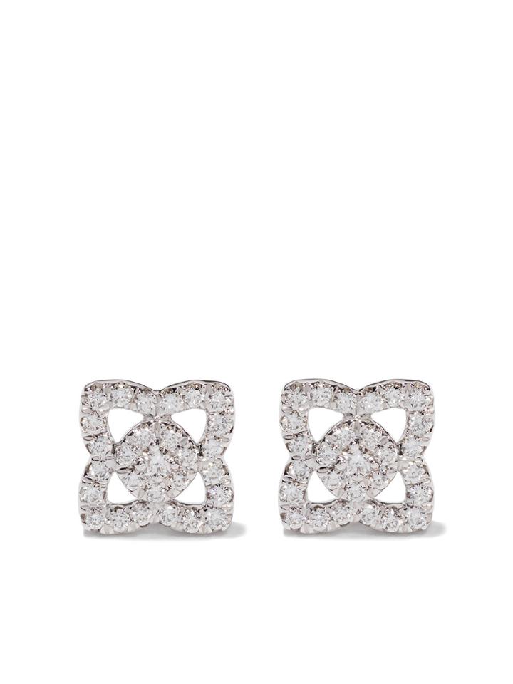De Beers 18kt White Gold Enchanted Lotus Small Stud Diamond Earrings -
