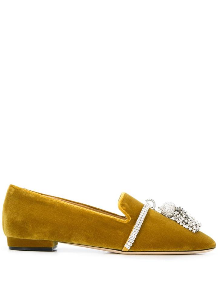 Giannico Louis Crystal-embellished Slipper - Yellow