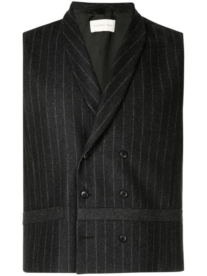 Sartorial Monk Boxy Striped Waistcoat - Grey