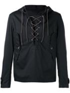 Barena Lace Up Neck Hooded Jacket, Men's, Size: 52, Blue, Spandex/elastane/virgin Wool/cotton