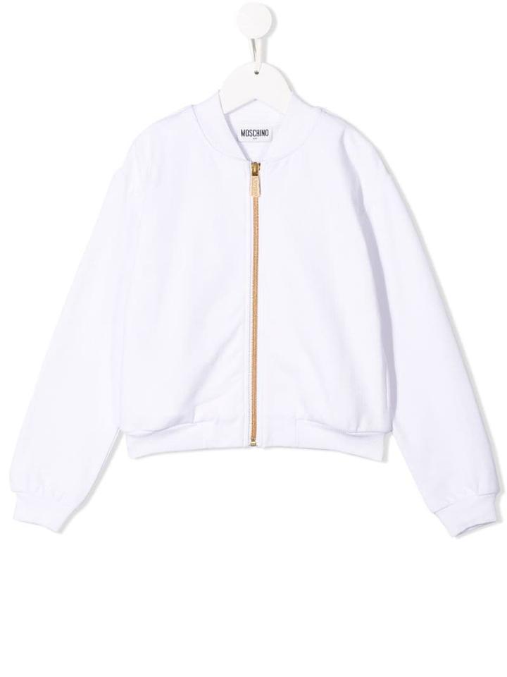 Moschino Kids Teen Logo Print Bomber Jacket - White