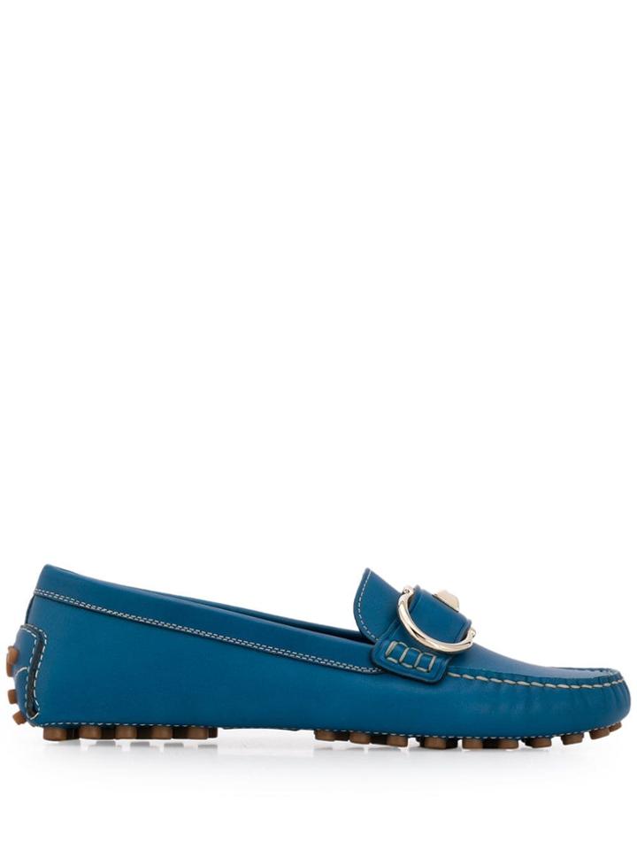 Salvatore Ferragamo Gancini Driver Moccasins - Blue